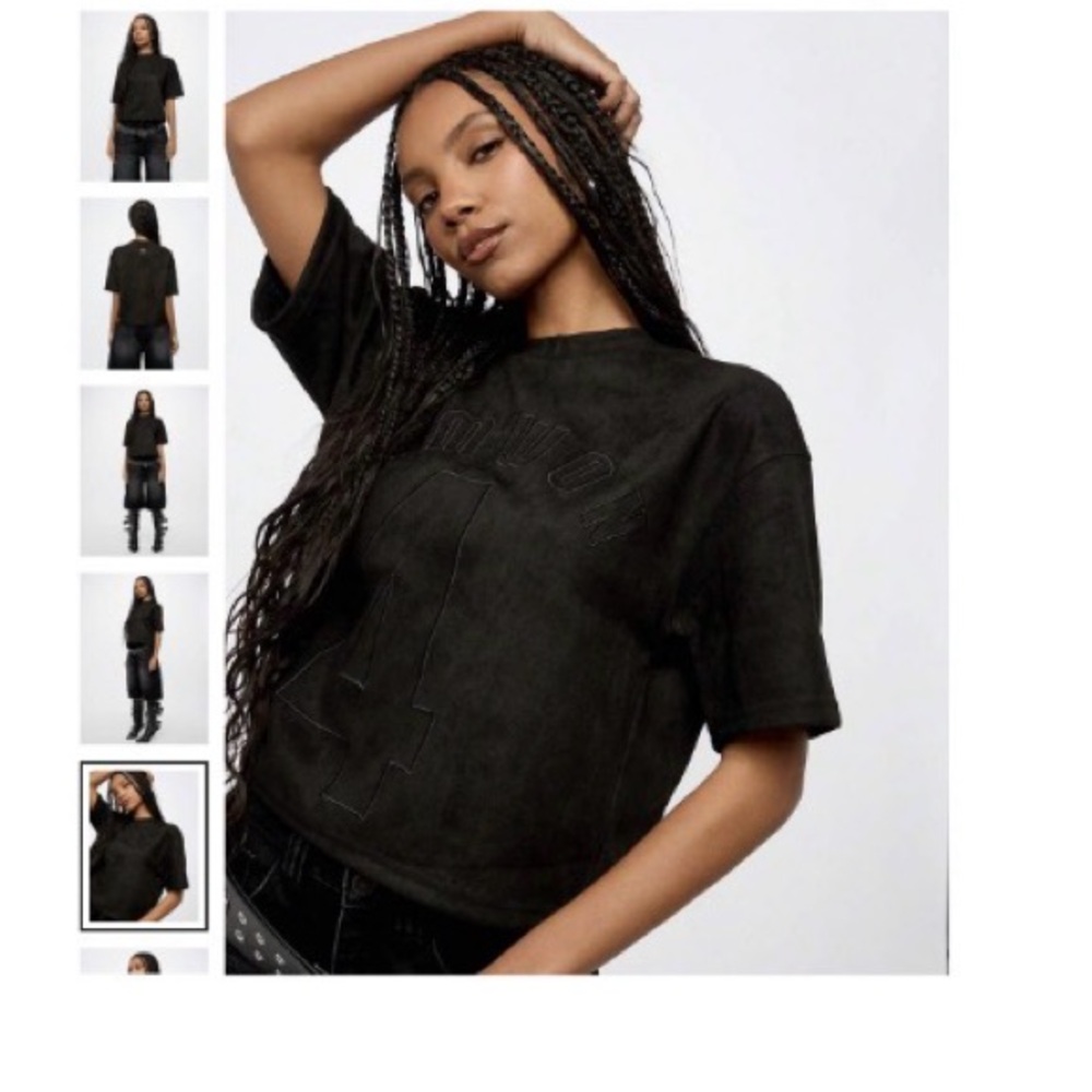 NWT Sumwon Varsity Black Embossed Cropped Top Sz S - Picture 8 of 9